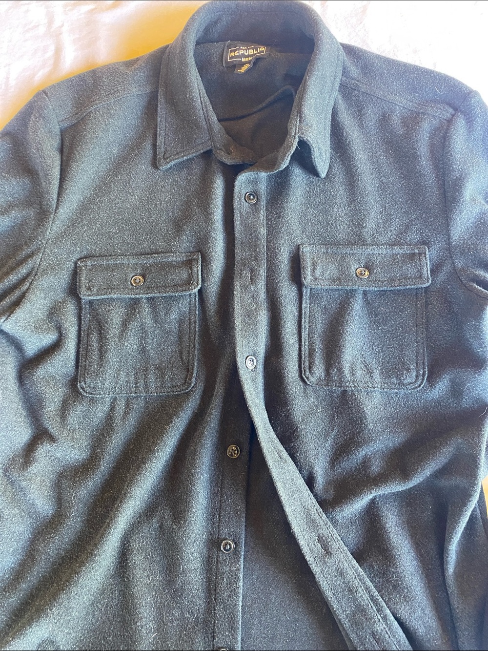 For The Republic Charcoal grey Lightweight Fleece Shirt Jacket
